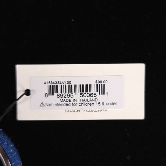 NWT COACH Signature C Logo Hinged Bangle Bracelet Sparkly Blue Enamel & Silver - Picture 7 of 10